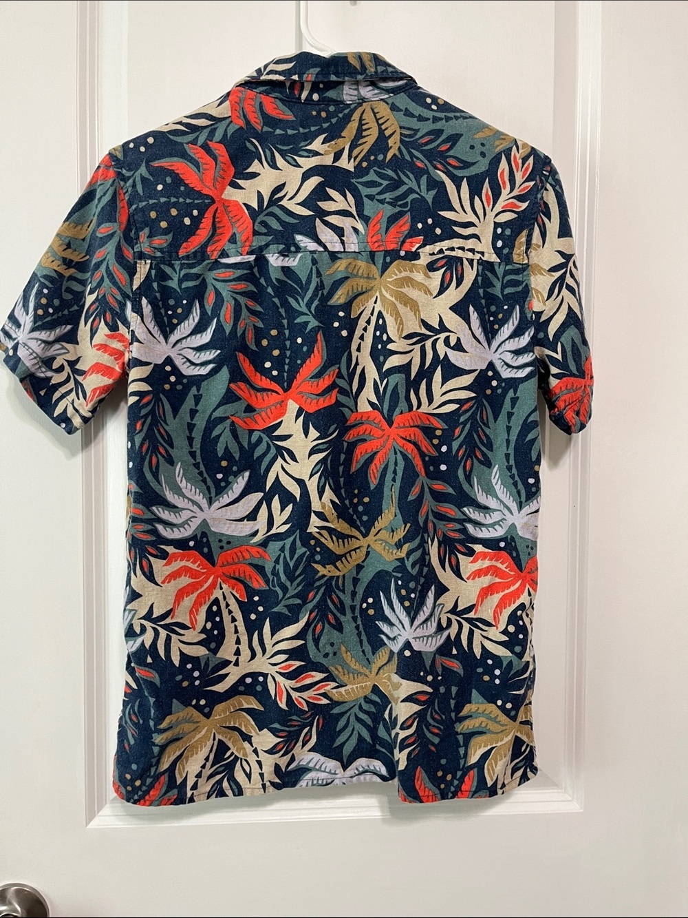 Old Navy Short Sleeve Tropical Linen Blend Pocket Shirt Sz XL - Picture 3 of 6